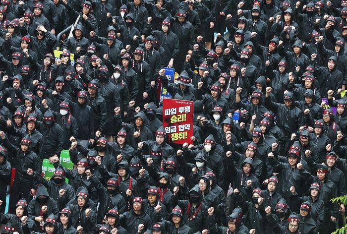 2026년 5월 8일, 삼성전자 노동자 공동투쟁본부 집회 현장. 연합뉴스