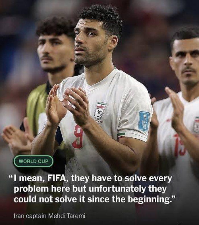 이란 축구대표팀 주장 메흐디 타레미, "FIFA는 문제를 해결해야 했지만 불행히도 그들은 시작부터 그렇게 하지 못했다."